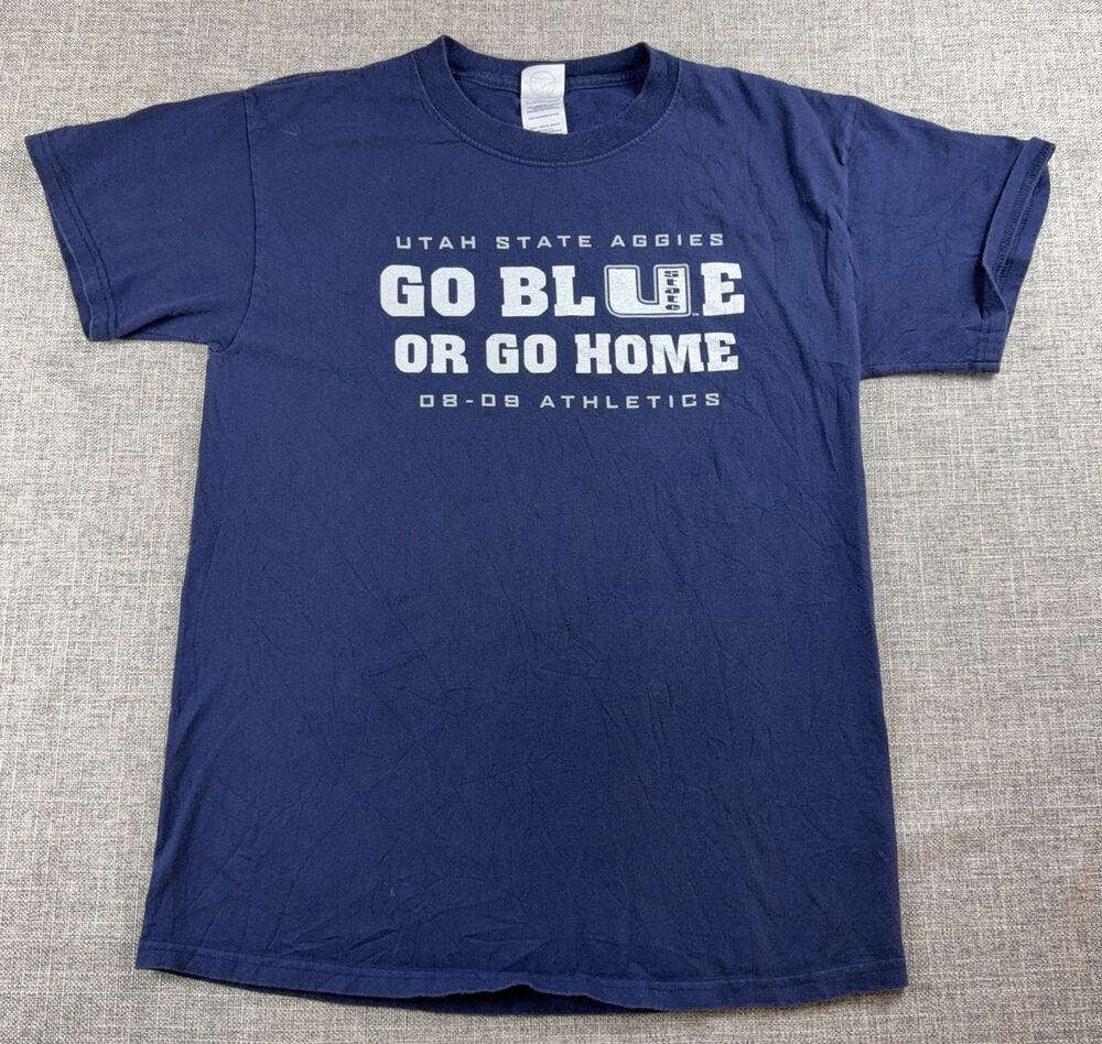 Utah State Aggies T Shirt Mens M Go Blue Or Go Home 2008-09 NCAA College Tee
